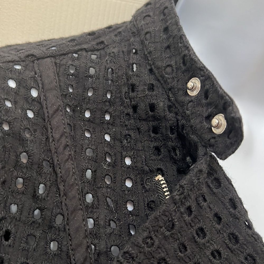 Bar 111 Size Small Moto Jacket Black Silver Hardware 💯% Cotton Slimming Peplum - Picture 4 of 10
